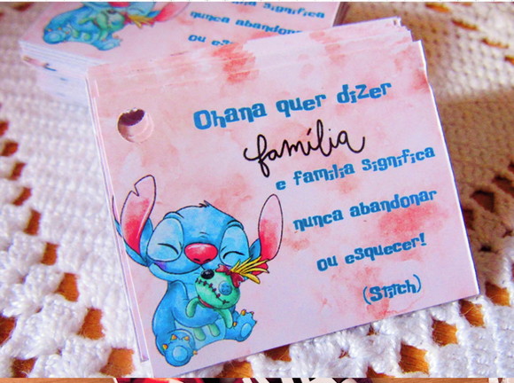 Tags Personalizadas Stitch Rosa ( 50 unidades)