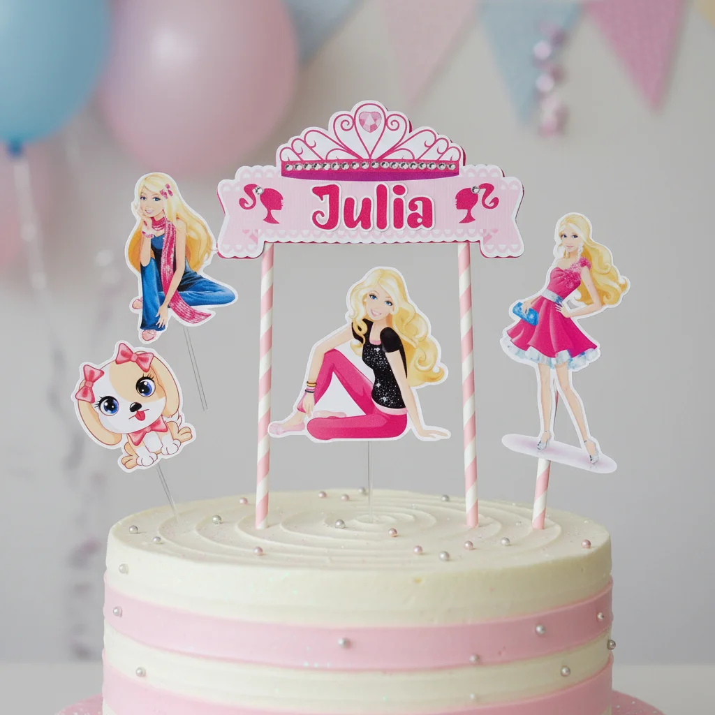 Topo de Bolo Personalizado Barbie - Imagem 2