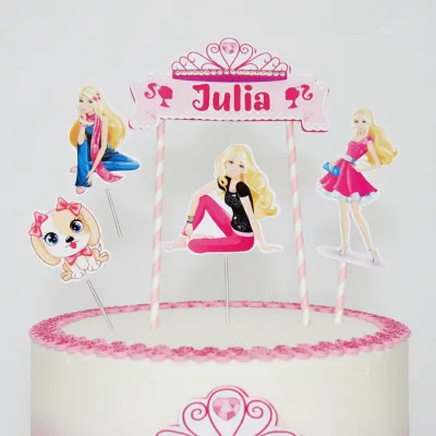 Topo de Bolo Personalizado Barbie