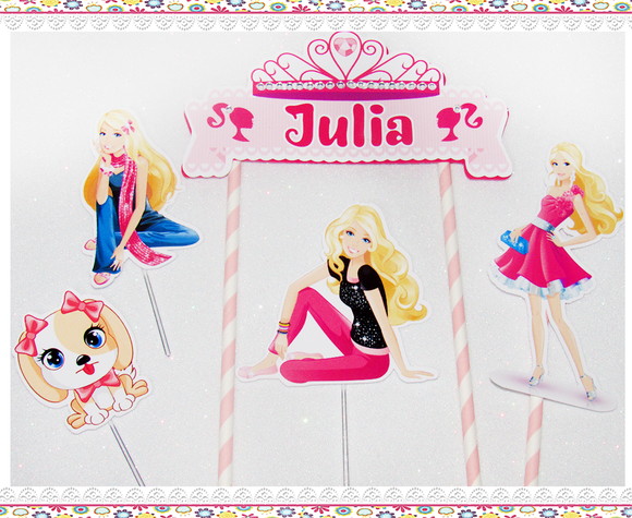 Topo de Bolo Personalizado Barbie - Imagem 3