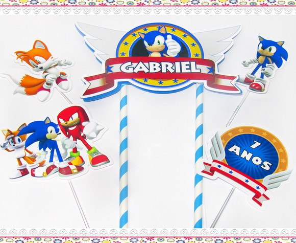 Topo de Bolo Personalizado Sonic - Imagem 1