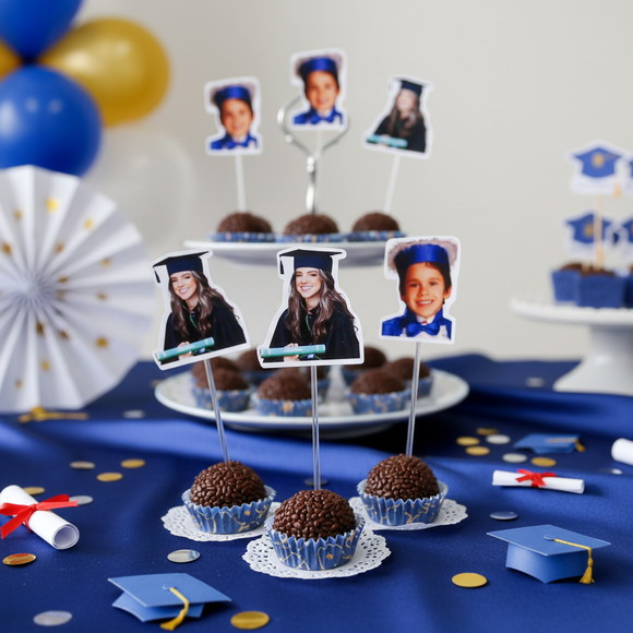 Topper com Foto: Carinha de Festa Formatura ( 50 unidades) - Imagem 3