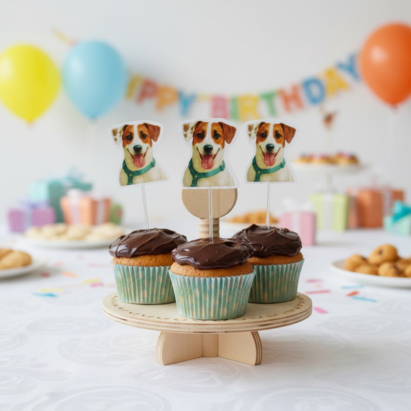 Topper para Docinho Carinha de Festa Pet ( 50 unidades)
