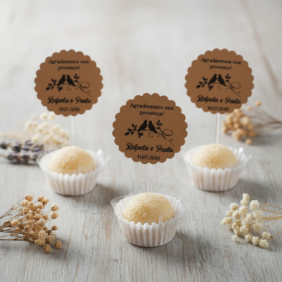 Topper para Docinho Casamento Kraft ( 50 unidades) - Imagem 3