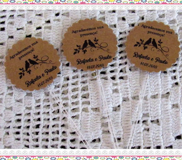 Topper para Docinho Casamento Kraft ( 50 unidades) - Imagem 4