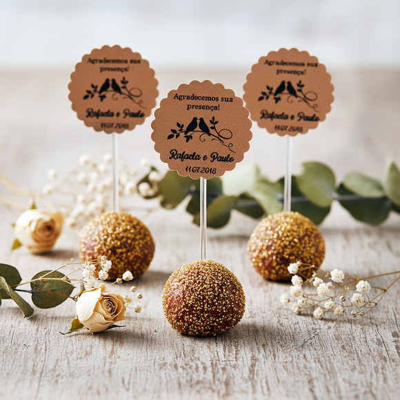 Topper para Docinho Casamento Kraft ( 50 unidades) - Imagem 2