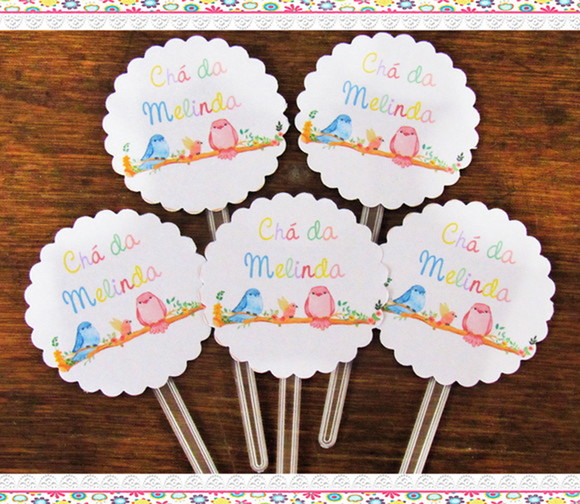 Topper para Docinho Chá de Bebê Passarinhos ( 50 unidades) - Imagem 2