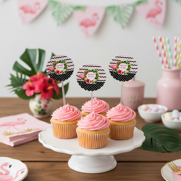 Topper para Docinho Flamingo ( 50 unidades) - Imagem 2