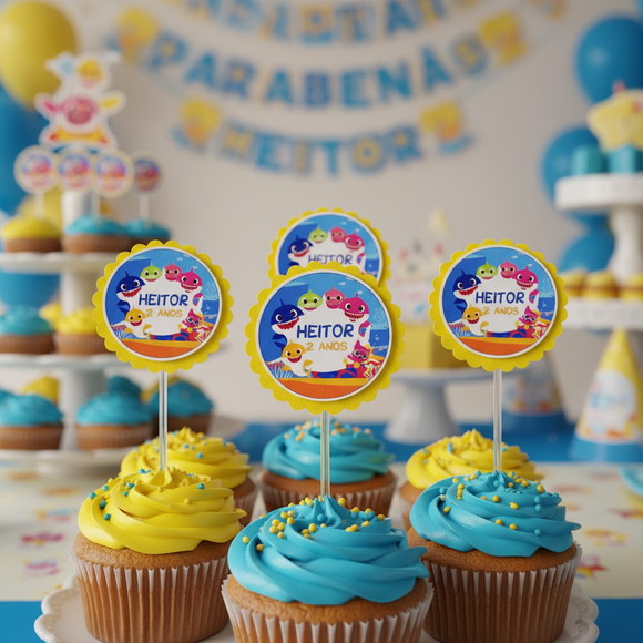 Topper para Docinhos Baby Shark ( 50 unidades)