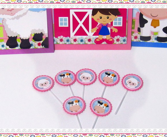 Topper para Docinhos Fazendinha Menina 50 unidades - Imagem 2