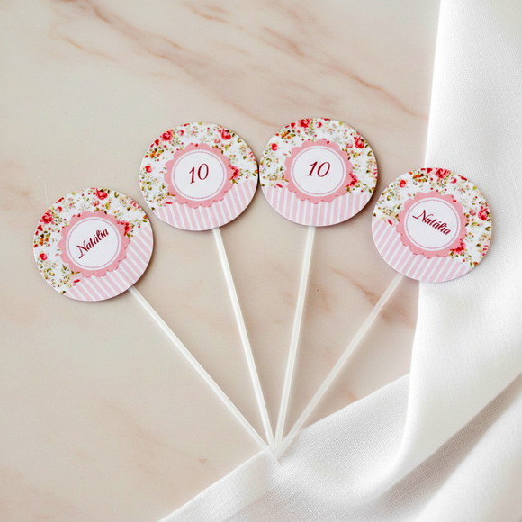 Topper para Docinhos Floral (50 unidades) - Imagem 2