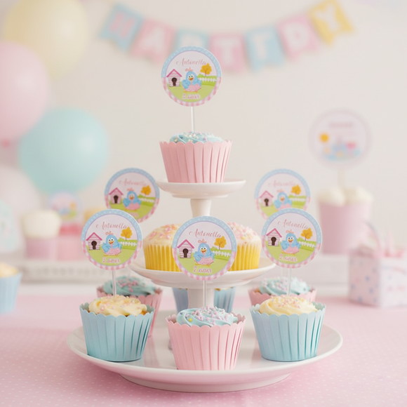 Topper para Docinhos Galinha Pintadinha Candy Color ( 50 unidades)