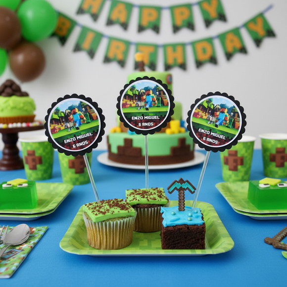Topper para Docinhos Minecraft 50 unidades