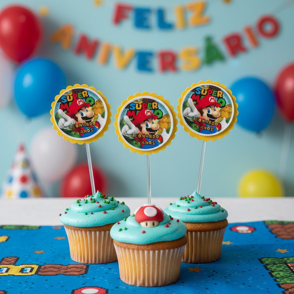 Topper para Docinhos Super Mario 50 unidades