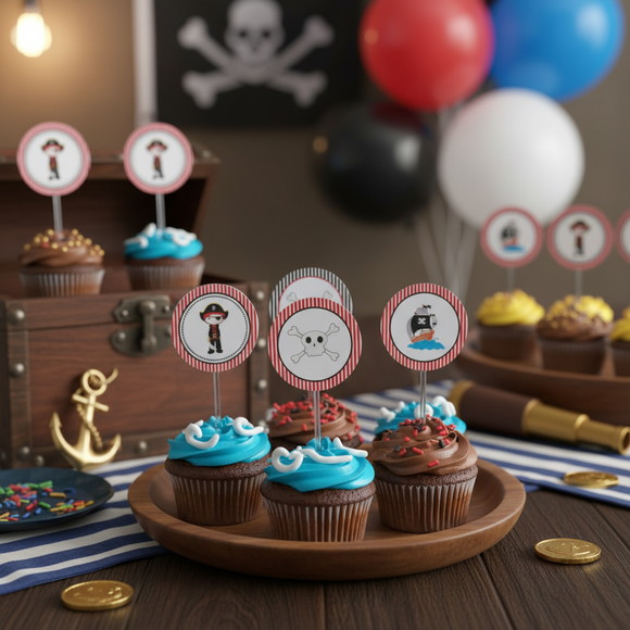 Topper para Docinhos Tema Pirata (50 unidades) - Imagem 2