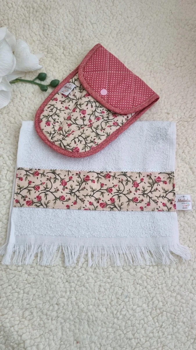 Kit Porta Alicate de Unha em Tecido + Toalha de Mão - Imagem 1