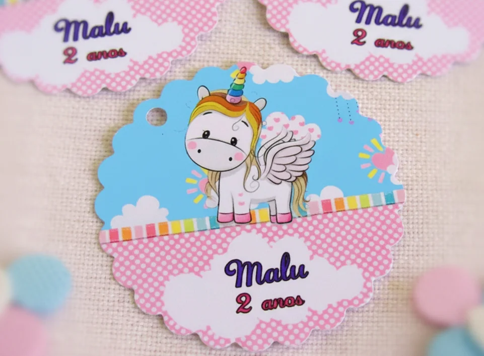 Tag personalizada para lembrancinha Unicórnio - Imagem 2