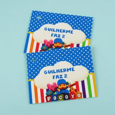 Tag personalizada para lembrancinha Pocoyo ( 50 unidades)