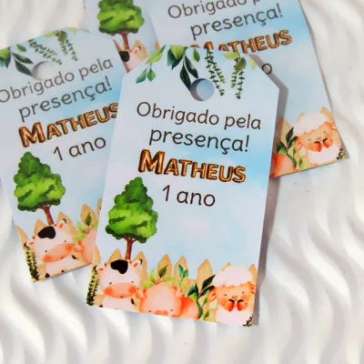 Tag personalizada para lembrancinha Fazendinha  ( 50 unidades)