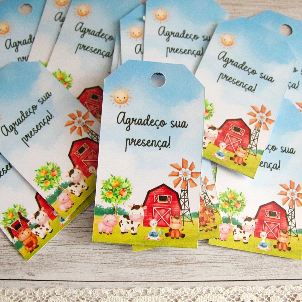 Tag personalizada para lembrancinha Fazendinha ( 50 unidades) - Imagem 2