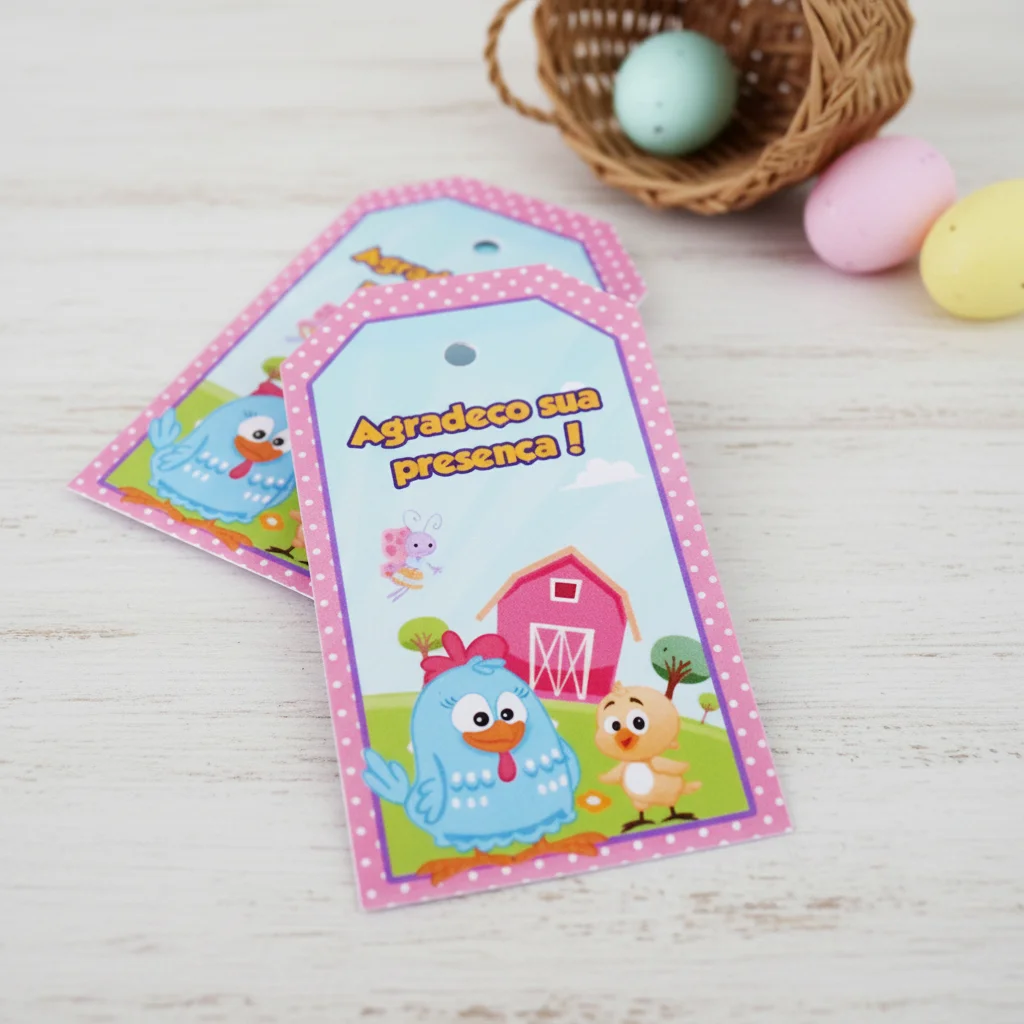 Tag personalizada Galinha Pintadinha Candy Color ( 50 unidades) - Imagem 3