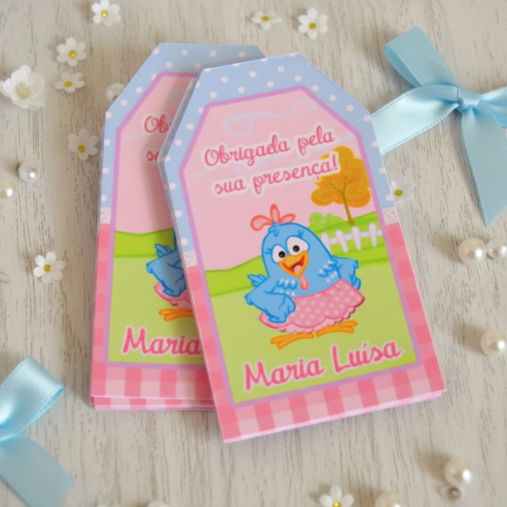 Tag personalizada Galinha Pintadinha Candy Color ( 50 unidades) - Imagem 2