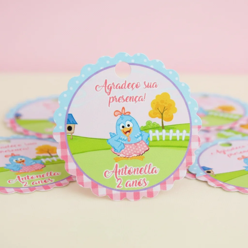Tag personalizada Galinha Pintadinha Candy Color ( 50 unidades) - Imagem 4