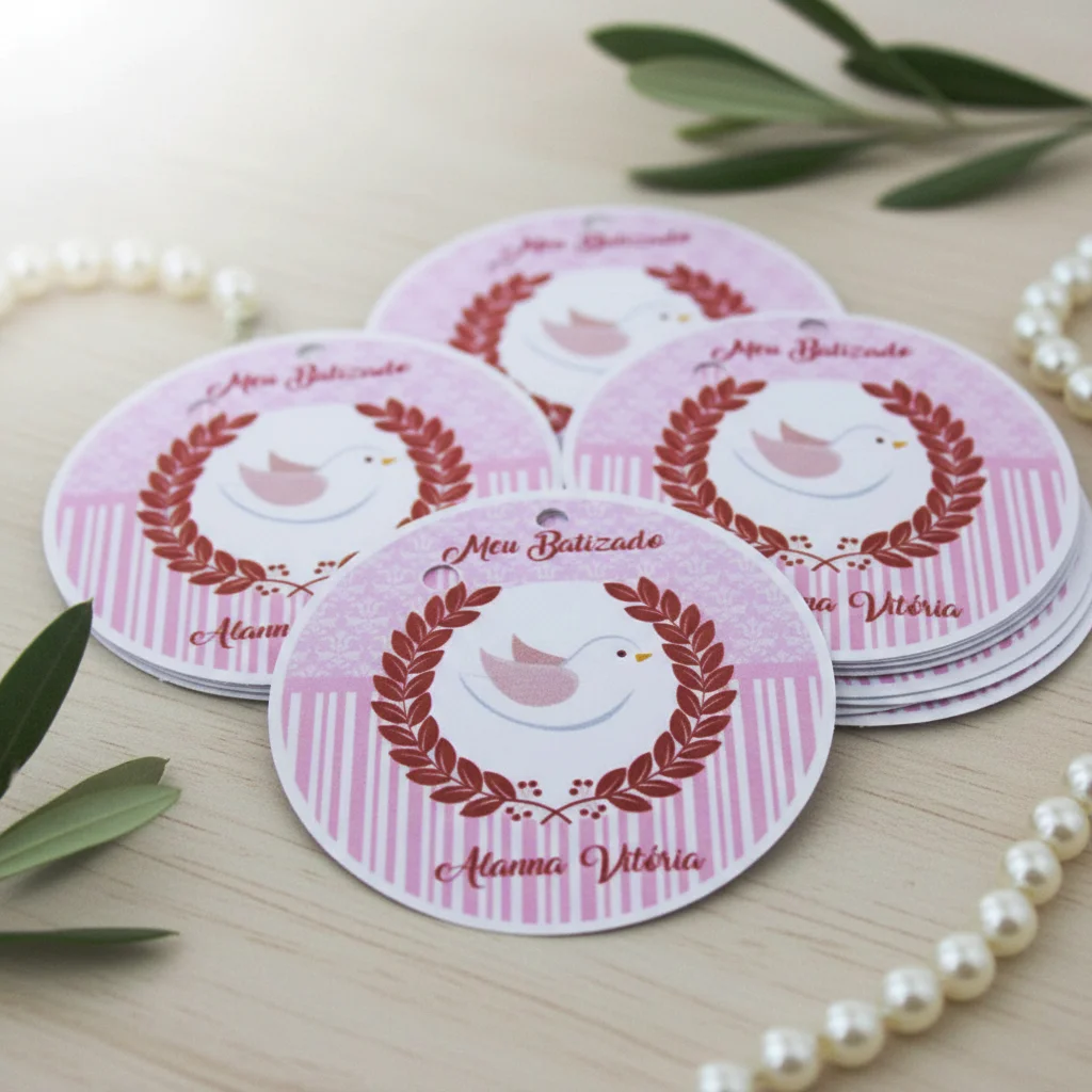 Tag personalizada Batizado Rosa    (50 unidades)