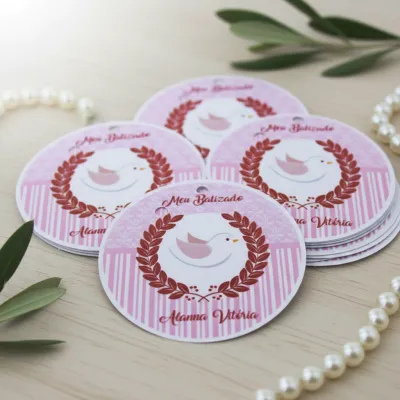 Tag personalizada Batizado Rosa    (50 unidades)
