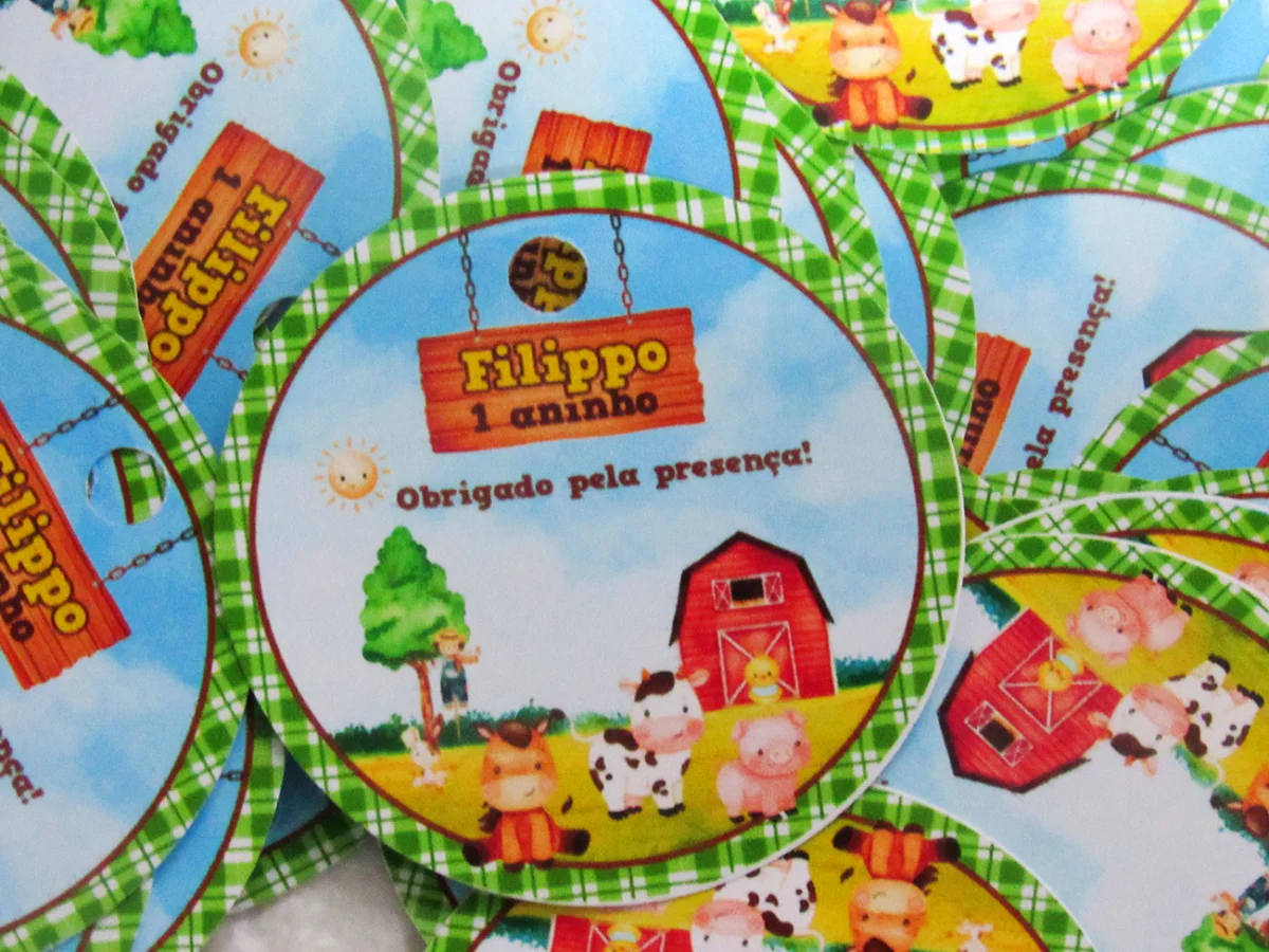 Tag personalizada para lembrancinha Fazendinha ( 50 unidades) - Imagem 1