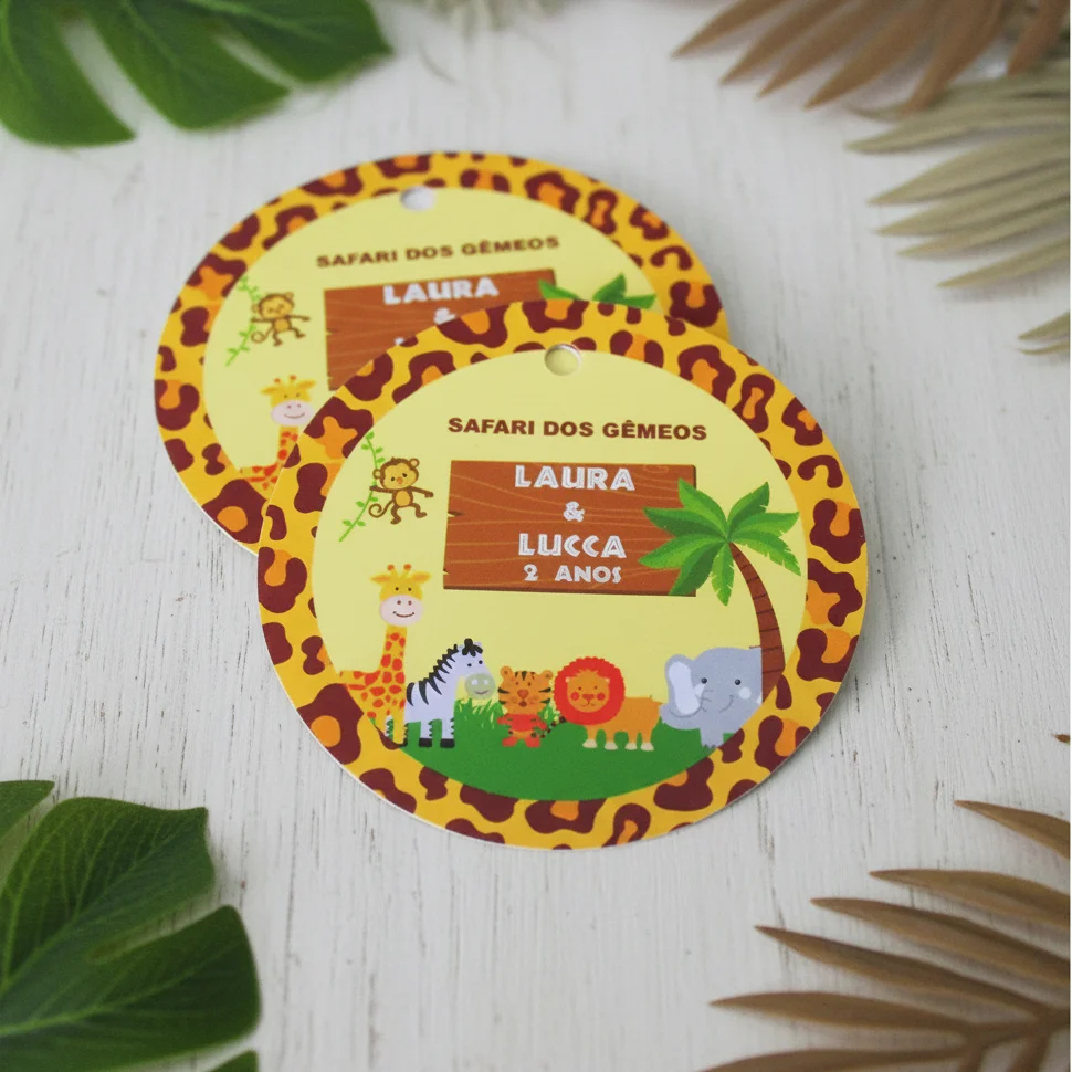 Tag personalizada para lembrancinha Safari ( 50 unidades) - Imagem 1
