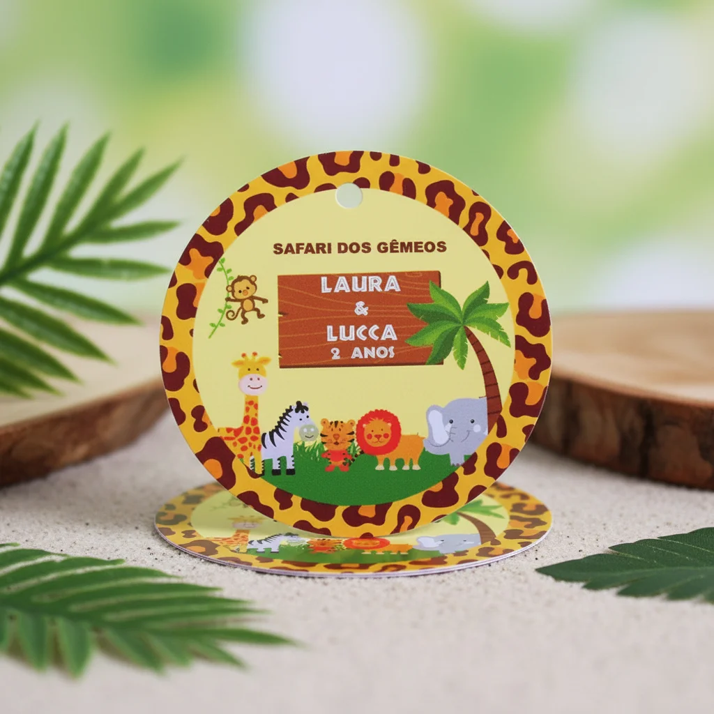 Tag personalizada para lembrancinha Safari ( 50 unidades) - Imagem 2