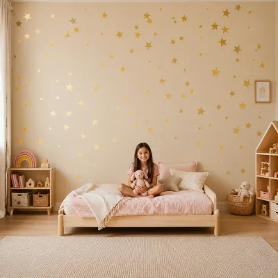 Adesivo de Parede Estrelas Douradas Infantil 100 Unidades