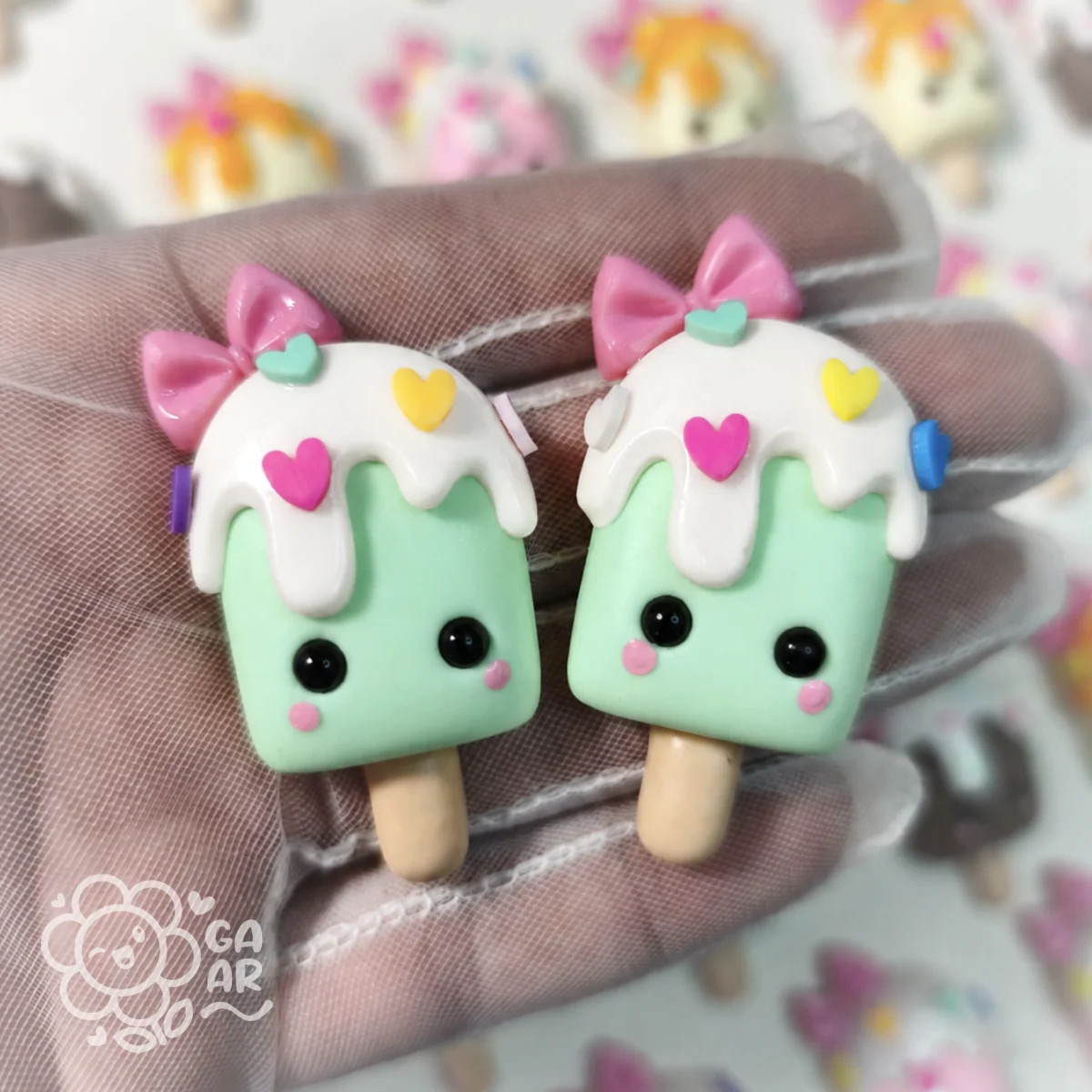 Aplique Picolé Kawaii em Biscuit para Laços, Tiaras e Lembrancinhas 5cm - Imagem 5