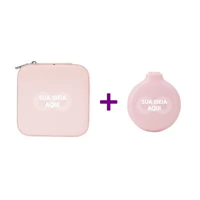 100 Kit beleza com porta-joias + escova com espelho Personalizado Brinde atacado