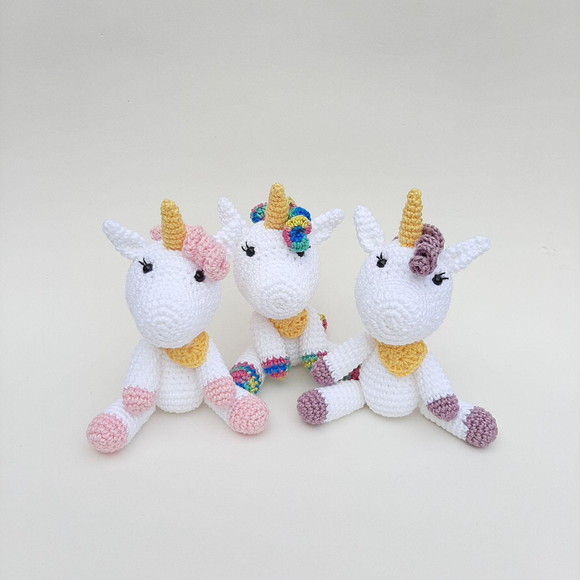 Amigurumi De Crochê Pequeno Unicórnio- Unidade - Imagem 3