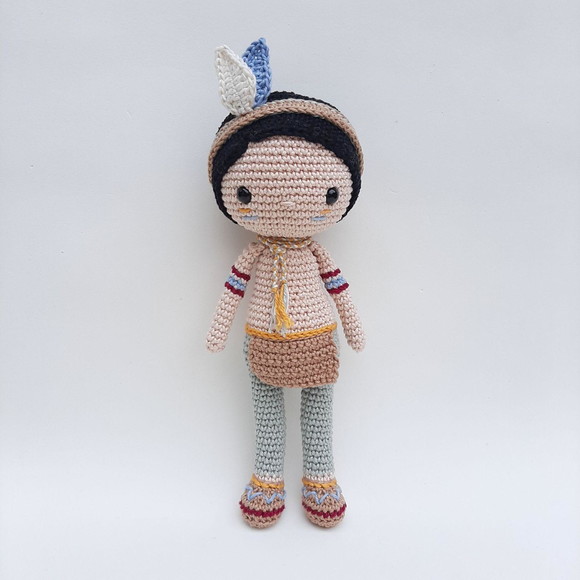 Boneco Menino Indiozinho Crochê Amigurumi - Imagem 2