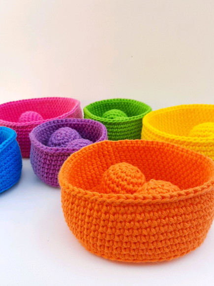 Cestos de Atividades Montessori em Crochê com 12 Bolinhas - Imagem 4