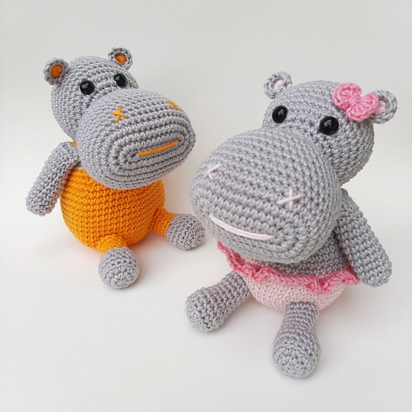 Dupla de Hipopótamos Amigurumi Crochê