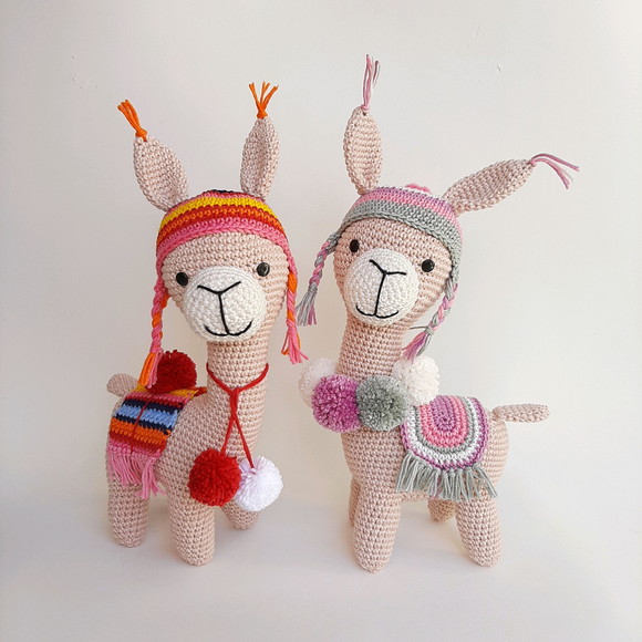 Dupla Lhama de crochê Amigurumi - Imagem 2
