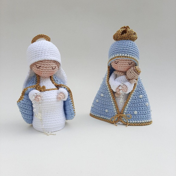 Dupla Nossa Senhora de Crochê Amigurumi Santinhas