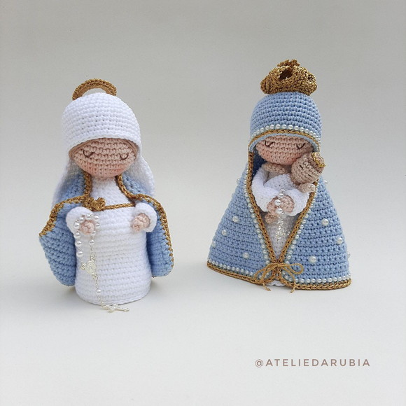 Dupla Nossa Senhora de Crochê Amigurumi Santinhas - Imagem 2