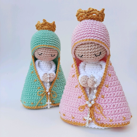 Dupla Nossa Senhora de Crochê Amigurumi Santinhas - Imagem 2