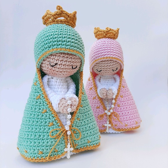 Dupla Nossa Senhora de Crochê Amigurumi Santinhas - Imagem 4