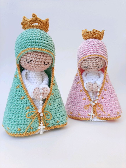 Dupla Nossa Senhora de Crochê Amigurumi Santinhas - Imagem 3