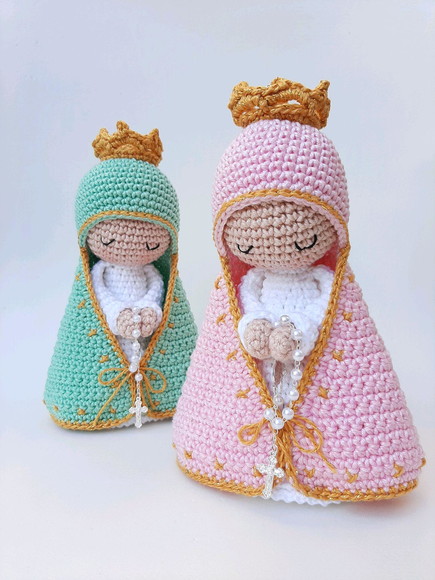 Dupla Nossa Senhora de Crochê Amigurumi Santinhas