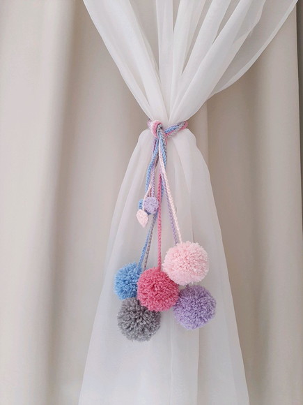Kit Prendedor de cortina Pompom Crochê - Imagem 3