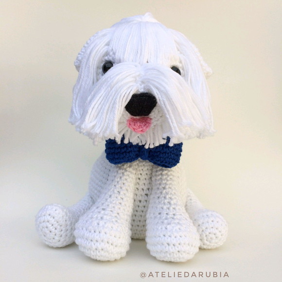 Maltês cãozinho de crochê Amigurumi - Imagem 2