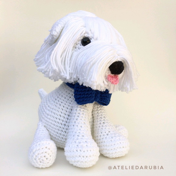 Maltês cãozinho de crochê Amigurumi - Imagem 3