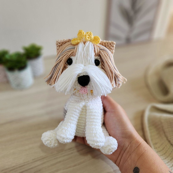 Mini Biewer Terrier Cãozinho de Crochê Amigurumi - Imagem 4